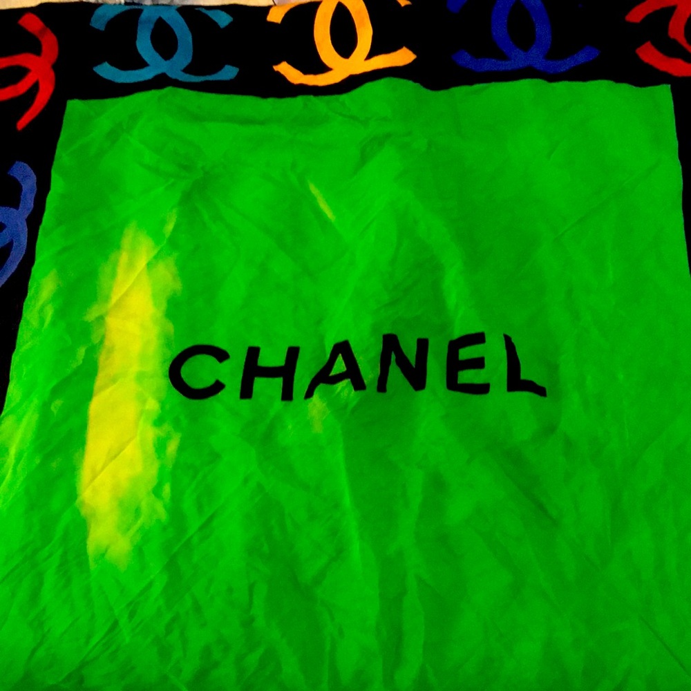 Authentic Chanel silk scarf.  100% silk made in Italy.